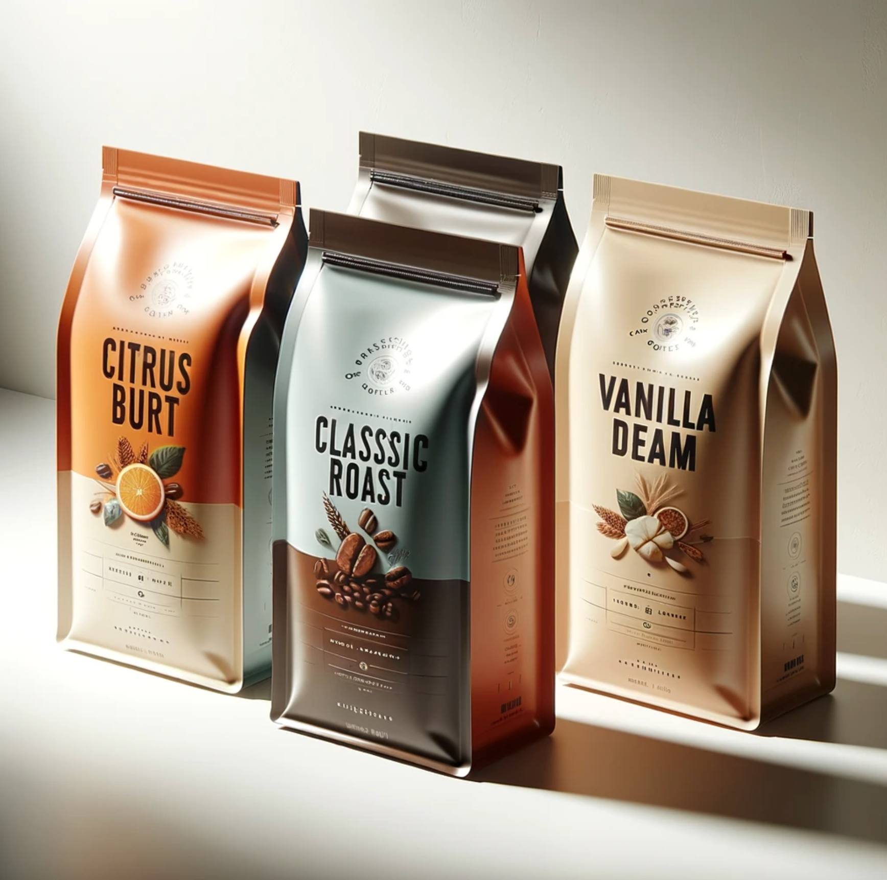 Coffee Stand Up Pouch with Degassing Valve