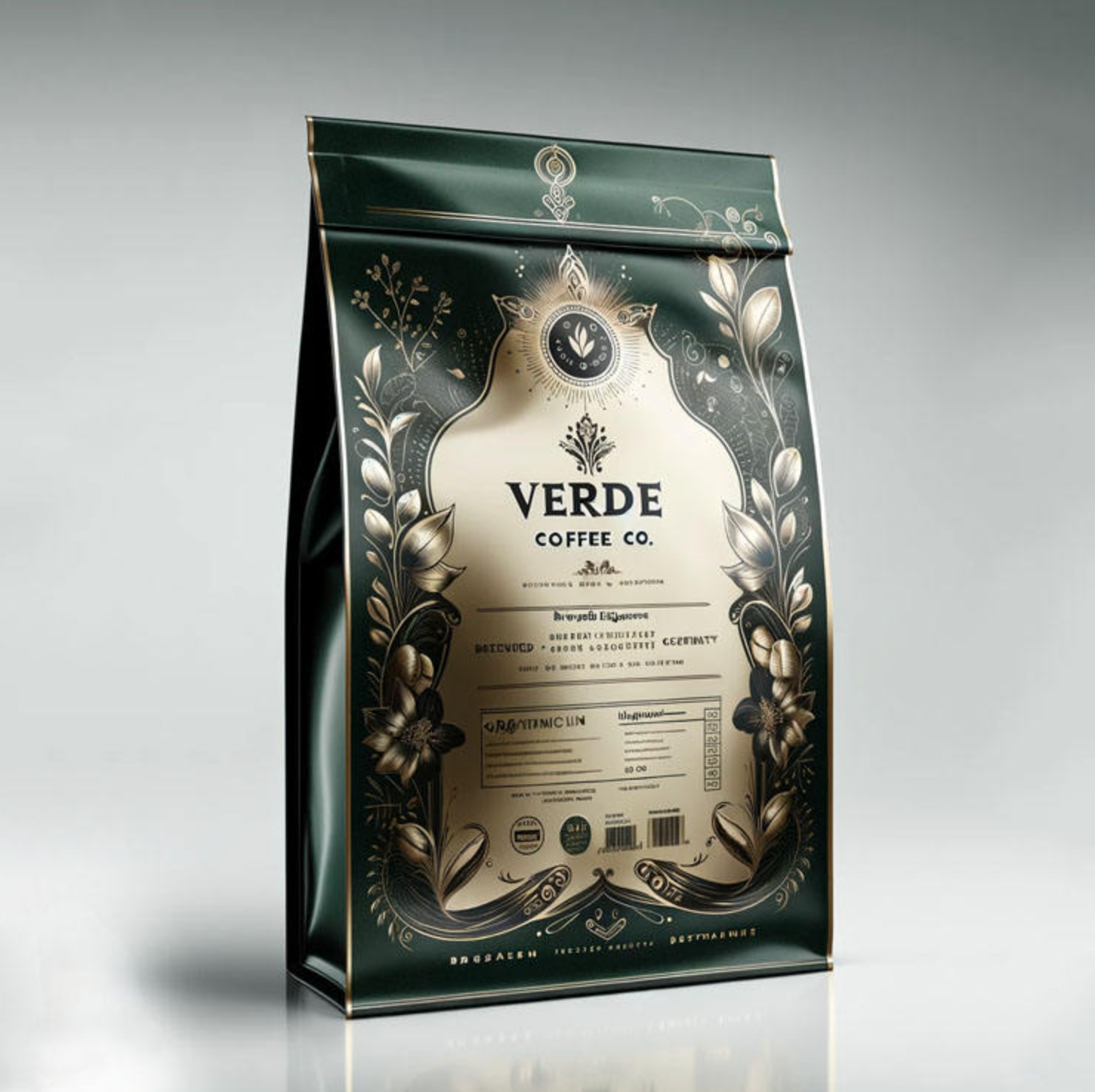 Matte Black Flat Bottom Bag - Luxury Coffee Packaging
